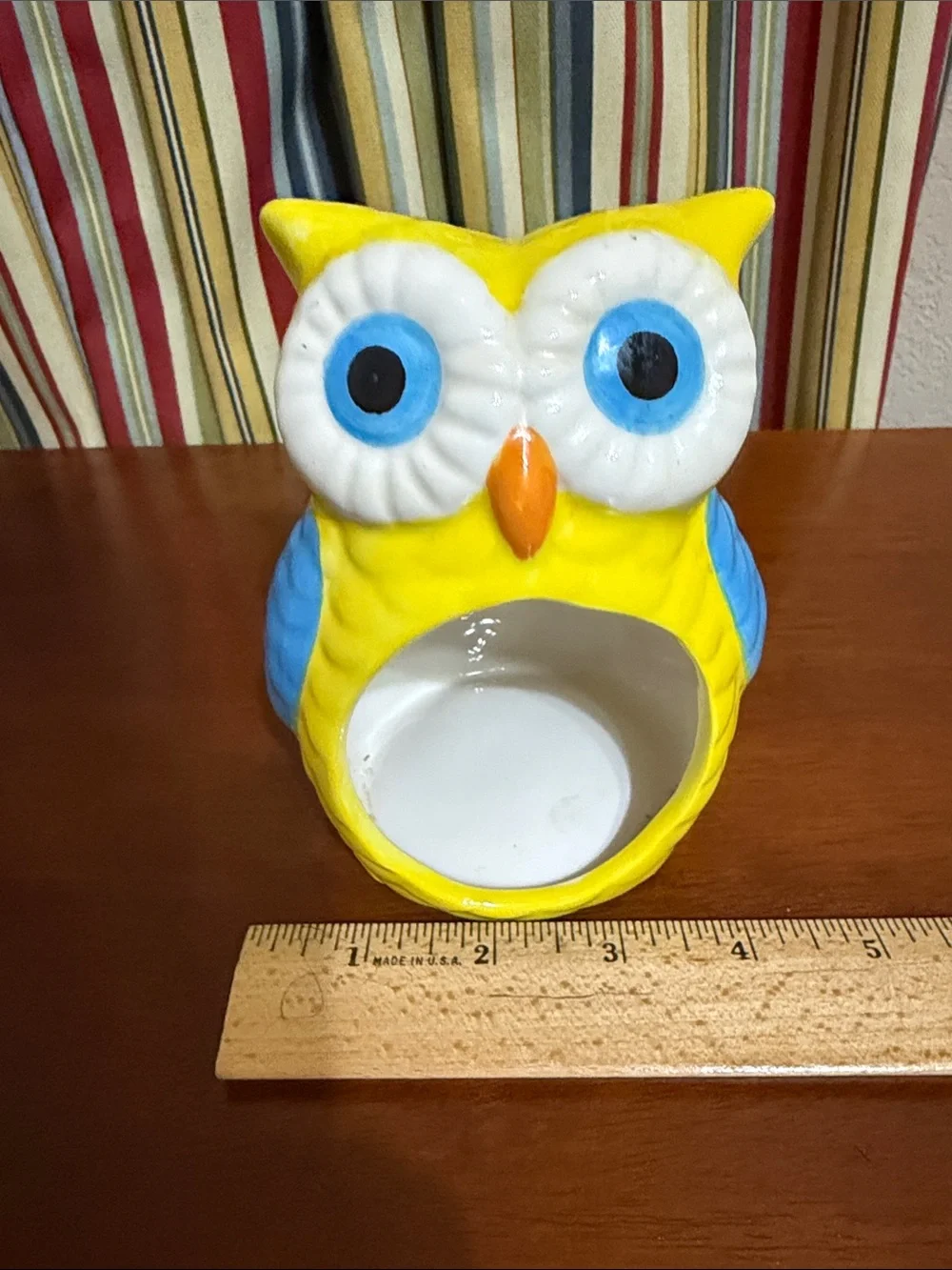Yellow & Blue Ceramic Owl Kitchen Holder